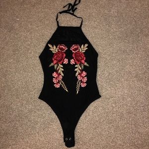 LF black mesh/floral bodysuit